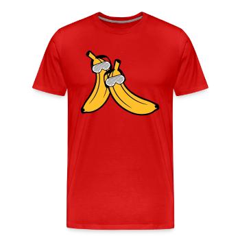 duo couple 2 amis équipe fête fête s amuser soleilb - T-shirt bio Premium Homme - rouge - Devant - Damien (186cm)