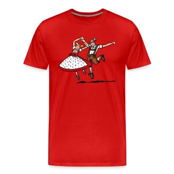 Sauter bavarois Danseur Couple - T-shirt bio Premium Homme - rouge - Devant - Damien (186cm)