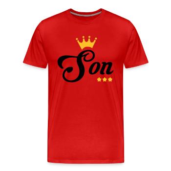 Fils / Fille / Petit-Fils / Petite-Fille - T-shirt bio Premium Homme - rouge - Devant - Damien (186cm)