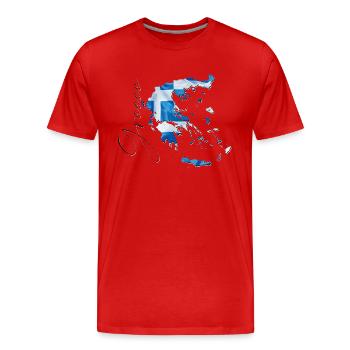 Drapeau de la Grèce en Grèce Carte EN - T-shirt bio Premium Homme - rouge - Devant - Damien (186cm)