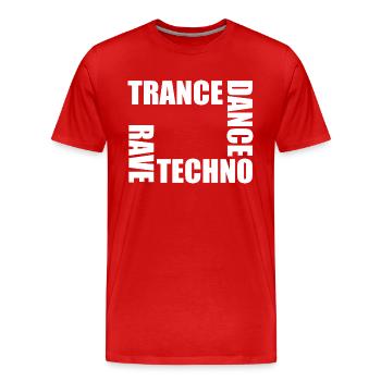 rave techno dance trance - T-shirt bio Premium Homme - rouge - Devant - Damien (186cm)