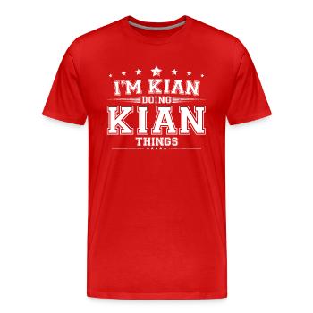 Kian - T-shirt bio Premium Homme - rouge - Devant - Damien (186cm)