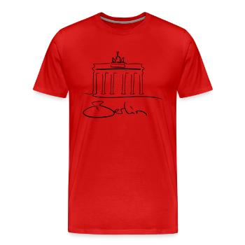 Berlin Line Art - Minimalist - Men's Premium Organic T-Shirt - red - Front - Damien (186cm)