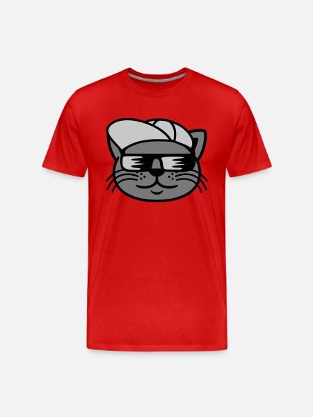 Occhiali da sole viso gatto cool - Maglietta ecologica premium da uomo - rosso