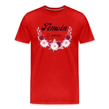 témoin d'amour - T-shirt bio Premium Homme - rouge - Devant - Damien (186cm)