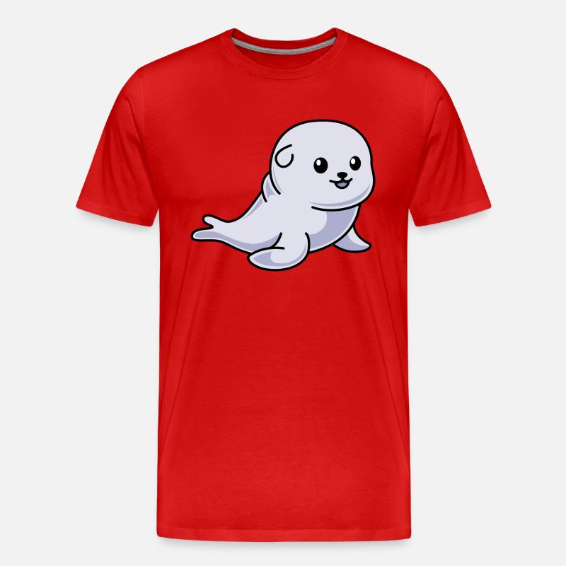 Robbe Tier Comic - Männer Premium Bio T-Shirt - Rot