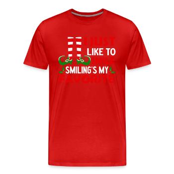 4 J’aime juste sourire en souriant mon préféré - T-shirt bio Premium Homme - rouge - Devant - Damien (186cm)