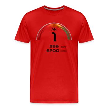 Anniversaire 1 an Compteur - T-shirt bio Premium Homme - rouge - Devant - Damien (186cm)