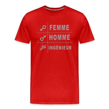 femme homme ingenieur - T-shirt bio Premium Homme - rouge - Devant - Damien (186cm)