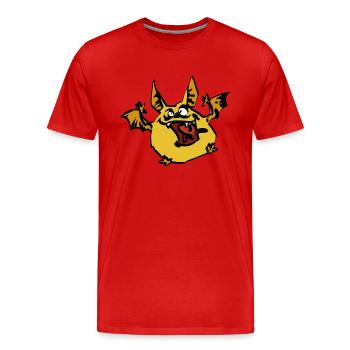 Petit monstre poilu avec des ailes - T-shirt bio Premium Homme - rouge - Devant - Damien (186cm)