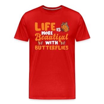 Schmetterling Monarch - Männer Premium Bio T-Shirt - Rot - Vorne - Damien (186cm)
