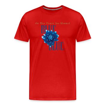 The blue flower has bloomed - Men's Premium Organic T-Shirt - red - Front - Damien (186cm)
