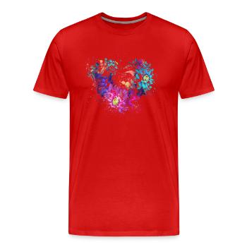 ungarische blumen,Herz,ornamente,blumenherz - Männer Premium Bio T-Shirt - Rot - Vorne - Damien (186cm)
