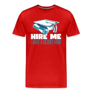 Ich habe jetzt einen Abschluss - Männer Premium Bio T-Shirt - Rot - Vorne - Damien (186cm)
