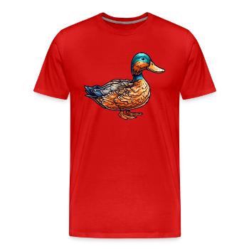 Eine sehr schöne Ente als gefiedertes Federvieh - Männer Premium Bio T-Shirt - Rot - Vorne - Damien (186cm)