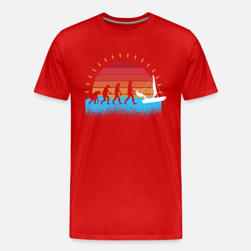 Evolution Segelboot Segler Segeln - Männer Premium Bio T-Shirt - Rot