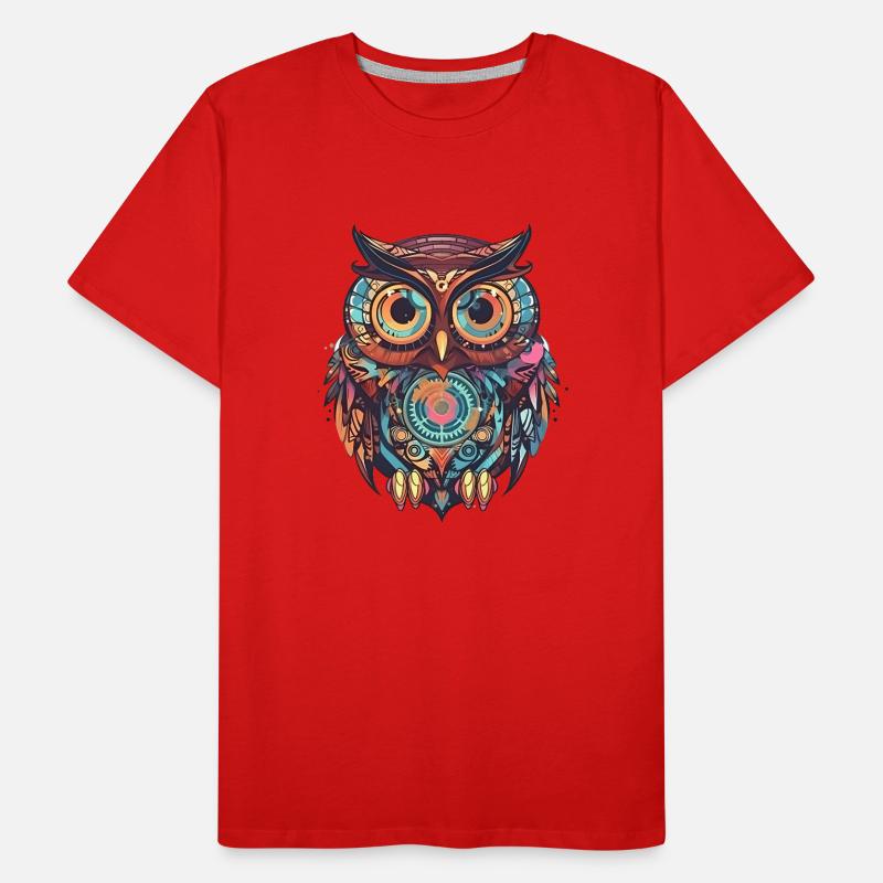 Cute owl with clockwork, comic style, geometric Men's Premium Organic T-Shirt