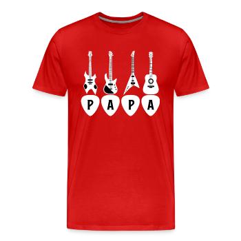 Papa guitariste - T-shirt bio Premium Homme - rouge - Devant - Damien (186cm)