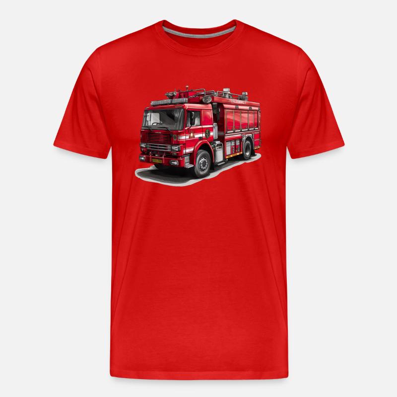 Mit dem Feuerwehrauto Brände bekämpfen - Männer Premium Bio T-Shirt - Rot