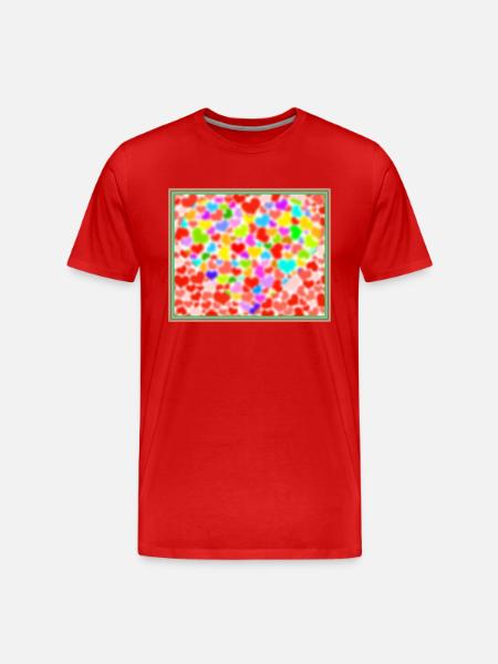 Bunte Herzen - Männer Premium Bio T-Shirt - Rot