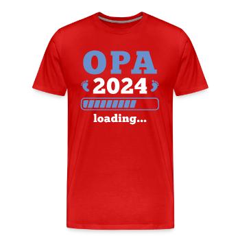 Schwangerschaftsverkündung 2024 Werdender Opa - Männer Premium Bio T-Shirt - Rot - Vorne - Damien (186cm)