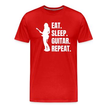 Instrument pincé Guitare Guitariste Instrument de musique - T-shirt bio Premium Homme - rouge - Devant - Damien (186cm)