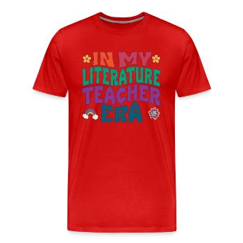À l’époque de mon professeur de littérature - T-shirt bio Premium Homme - rouge - Devant - Damien (186cm)