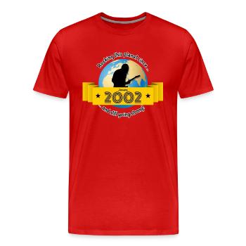 22nd birthday Rocking this planet since 01/2002 - Men's Premium Organic T-Shirt - red - Front - Damien (186cm)