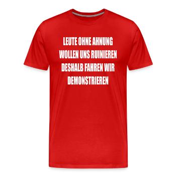 Landwirt Demonstration Bauerndemo Protest Demo - Männer Premium Bio T-Shirt - Rot - Vorne - Damien (186cm)