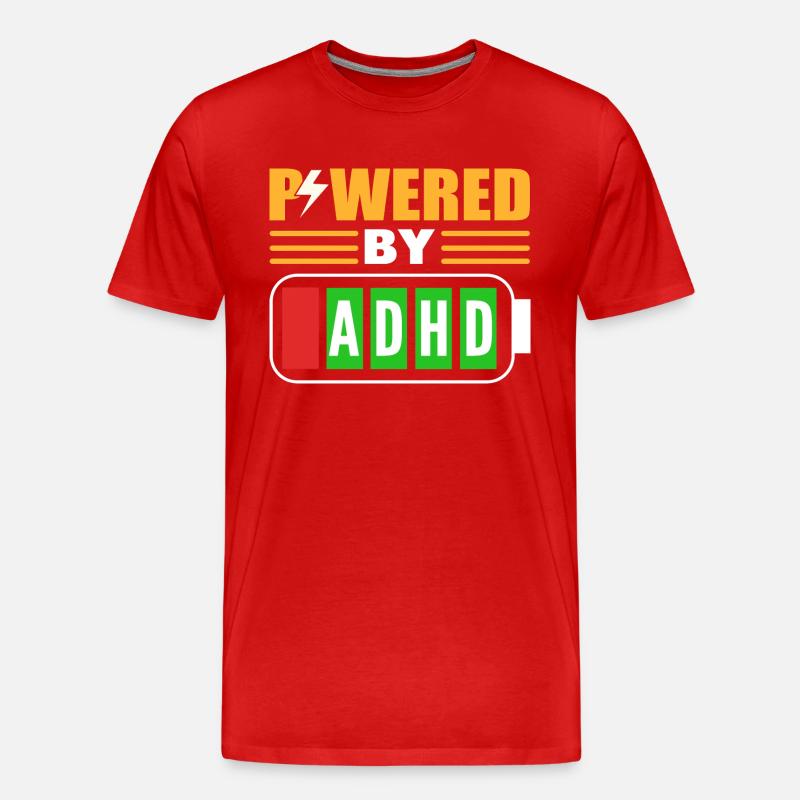Powered By ADHD ADHS -Berater - Männer Premium Bio T-Shirt - Rot