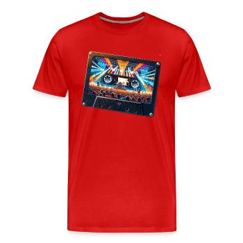 Cassette vintage avec représentation de concert - T-shirt bio Premium Homme - rouge - Devant - Damien (186cm)