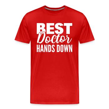 Lustige Ärzte Doktor der Medizin - Männer Premium Bio T-Shirt - Rot - Vorne - Damien (186cm)
