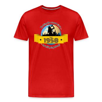 66. Anniversaire Secouant la foule depuis 08/1958 - T-shirt bio Premium Homme - rouge - Devant - Damien (186cm)