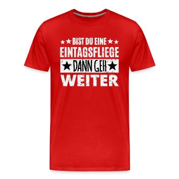 Spruch Eintagsfliege - Männer Premium Bio T-Shirt - Rot - Vorne - Damien (186cm)