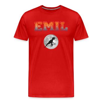 EMIL - Beautiful boy name with dinosaur - Men's Premium Organic T-Shirt - red - Front - Damien (186cm)