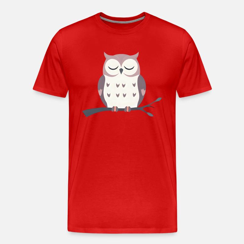 Schläfrige Eule - Männer Premium Bio T-Shirt - Rot