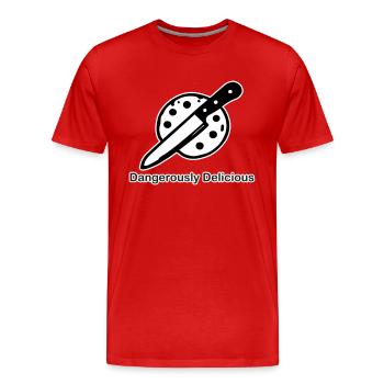 Keks und Messer - Gefährlich leckeres Design - Männer Premium Bio T-Shirt - Rot - Vorne - Damien (186cm)