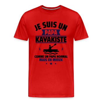 papa kayakiste : cadeau fête des pères - T-shirt bio Premium Homme - rouge - Devant - Damien (186cm)