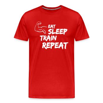 eat sleep train repeat - Männer Premium Bio T-Shirt - Rot - Vorne - Damien (186cm)