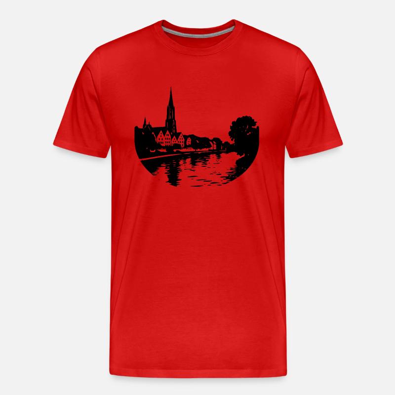 Donau in Ulm - Männer Premium Bio T-Shirt - Rot