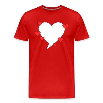 Bulle de dialogue avec des cœurs - T-shirt bio Premium Homme - rouge - Devant - Damien (186cm)
