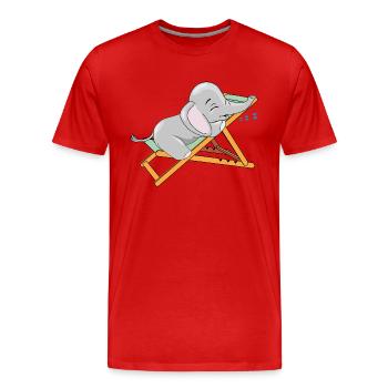 Un bébé éléphant dort sur la chaise longue - T-shirt bio Premium Homme - rouge - Devant - Damien (186cm)