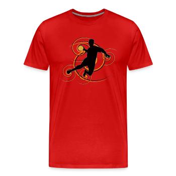 Handball-Design (Deutschland, Wirbel) - Männer Premium Bio T-Shirt - Rot - Vorne - Damien (186cm)