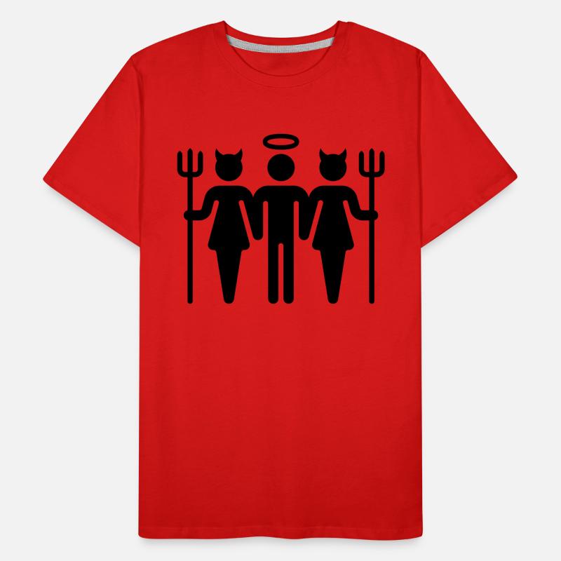 Teufel-Engel-Teufel / Devil-Cherub-Devil (M) Männer Premium Bio T-Shirt