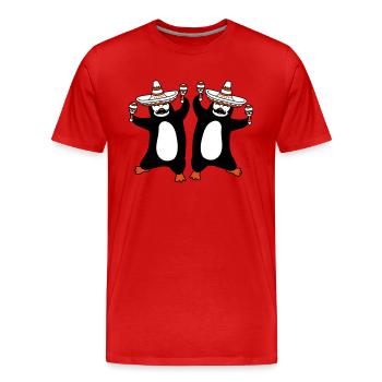 équipe couple 2 amis mexique chapeau sombrero mexicain - T-shirt bio Premium Homme - rouge - Devant - Damien (186cm)