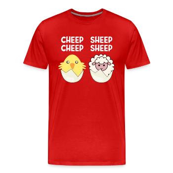 Cheep Sheep Chick Sheep Sheep Cadeau de Pâques - T-shirt bio Premium Homme - rouge - Devant - Damien (186cm)