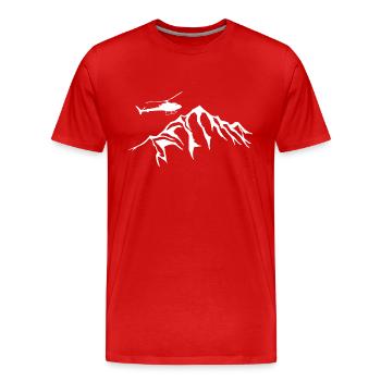 Hubschrauber über den Bergen - Männer Premium Bio T-Shirt - Rot - Vorne - Damien (186cm)