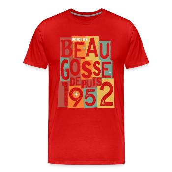 anniversaire 70 ans beau gosse - T-shirt bio Premium Homme - rouge - Devant - Damien (186cm)