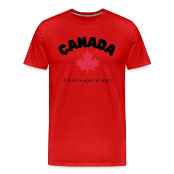 CANADA avec feuille d’érable et devise - T-shirt bio Premium Homme - rouge - Devant - Damien (186cm)