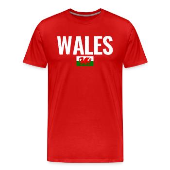 Wales Walisische Flagge Waliser - Männer Premium Bio T-Shirt - Rot - Vorne - Damien (186cm)